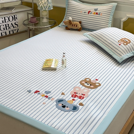 91家纺网 家纺一手货源 找家纺 （总）蓝邻家纺 2025年新款PE提花卡通毛巾绣凉席系列场景一