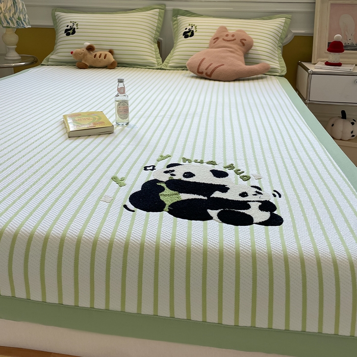 91家纺网 家纺一手货源 找家纺 2025年新款PE提花卡通毛巾绣凉席系列场景一 花花