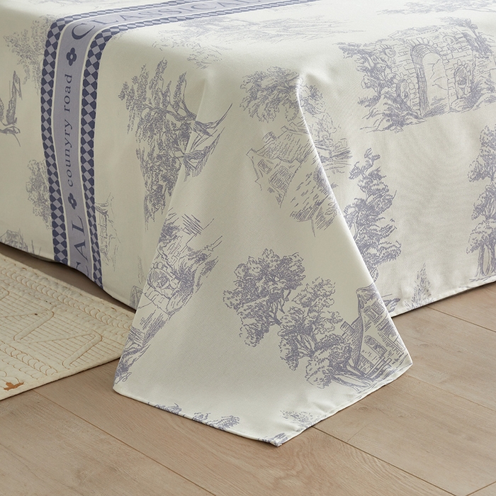 91家纺网 家纺一手货源 找家纺 怡家居 2025新款全棉老粗布床单床笠三件套 无垠