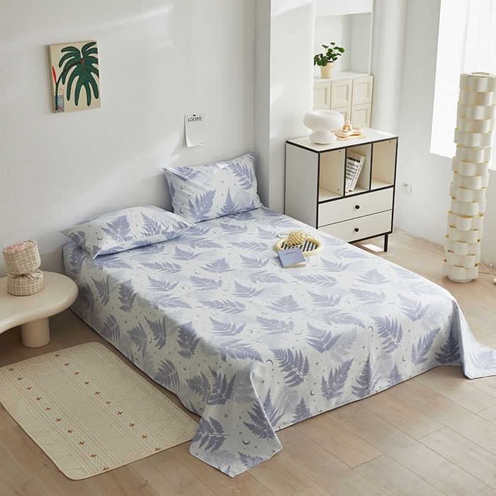 91家纺网 家纺一手货源 找家纺 怡家居 2025新款全棉老粗布床单床笠三件套 初雪