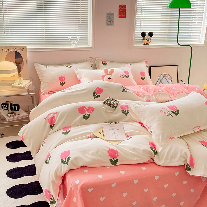 91家纺网 家纺一手货源 找家纺 卡斯诺 2023新款芦荟棉四件套花型2