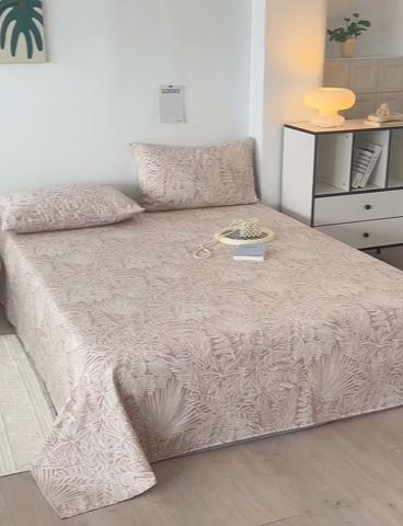 91家纺网 家纺一手货源 找家纺 怡家居 2025新款全棉老粗布床单床笠三件套 染心-咖