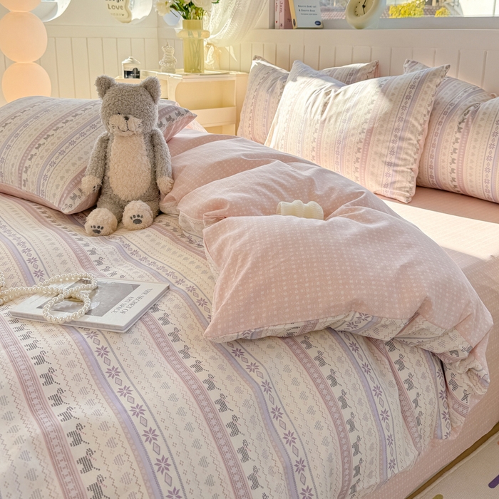 91家纺网 家纺一手货源 找家纺 黑马家居 2025新款全棉喷气13070印花四件套 波西米亚