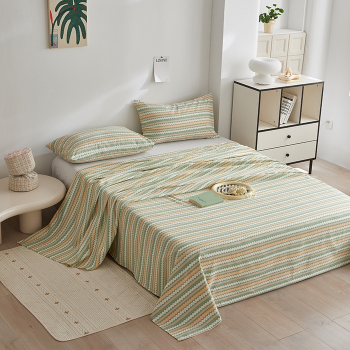 91家纺网 家纺一手货源 找家纺 怡家居 2025新款全棉老粗布床单床笠三件套 微风