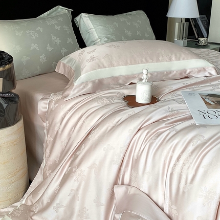 91家纺网 家纺一手货源 找家纺 （总）花时间2025新款蝴蝶提花天丝棉四件套-翩舞