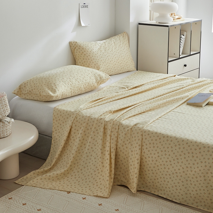 91家纺网 家纺一手货源 找家纺 怡家居 2025新款全棉老粗布床单床笠三件套 星语