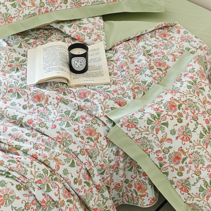 91家纺网 家纺一手货源 找家纺 金喜 2025新款天丝棉大豆印花夏凉被夏被四件套 莫奈