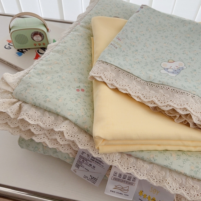 91家纺网 家纺一手货源 找家纺 于果2025新款双层纱花边款夏被 少女象