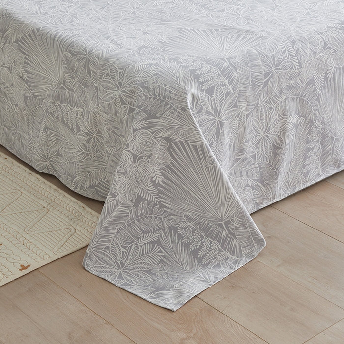 91家纺网 家纺一手货源 找家纺 怡家居 2025新款全棉老粗布床单床笠三件套 染心-灰