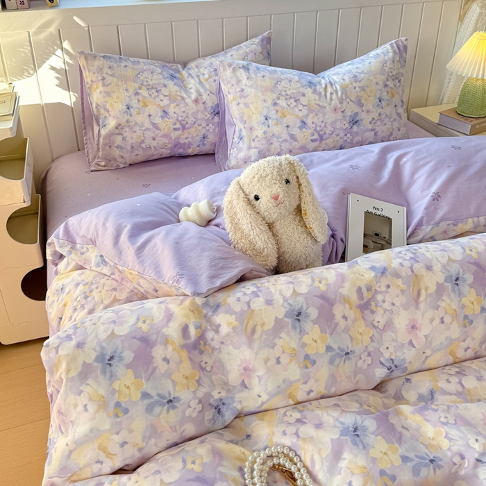 91家纺网 家纺一手货源 找家纺 黑马家居 2025新款全棉喷气13070印花四件套 清晨