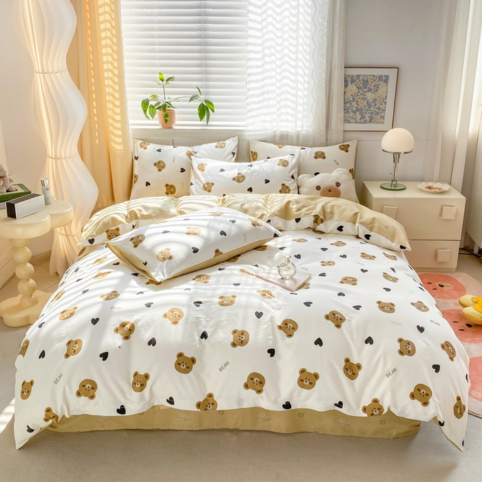 91家纺网 家纺一手货源 找家纺 黑马家居 2025新款全棉喷气13070印花单被套 小熊比尔