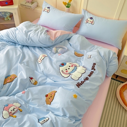 91家纺网 家纺一手货源 找家纺 （总）焱博2025新款13372全棉毛巾绣四件套