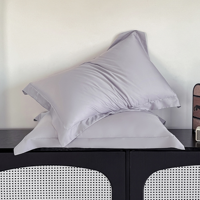 91家纺网 家纺一手货源 找家纺 金喜 2025新款LF级60支莱赛尔天丝枕套宽边枕套 灰紫