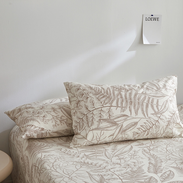 91家纺网 家纺一手货源 找家纺 怡家居 2025新款全棉老粗布床单床笠三件套 云锦-咖