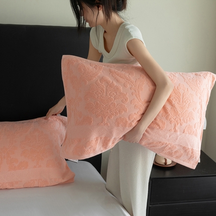 乐家毛巾被（工厂自产自销） 2025新款纯棉浮雕老式枕巾 橙色