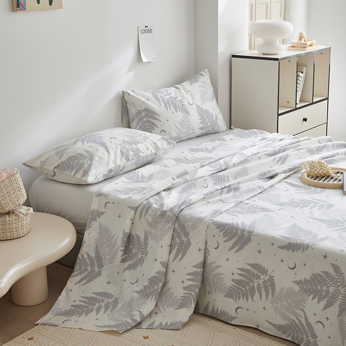 91家纺网 家纺一手货源 找家纺 怡家居 2025新款全棉老粗布床单床笠三件套 晴岚-灰