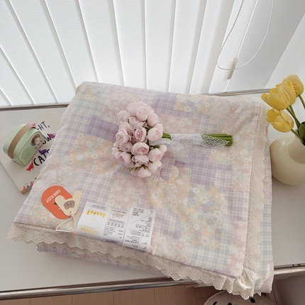 于果2025新款双层纱花边款夏被 山花浪漫
