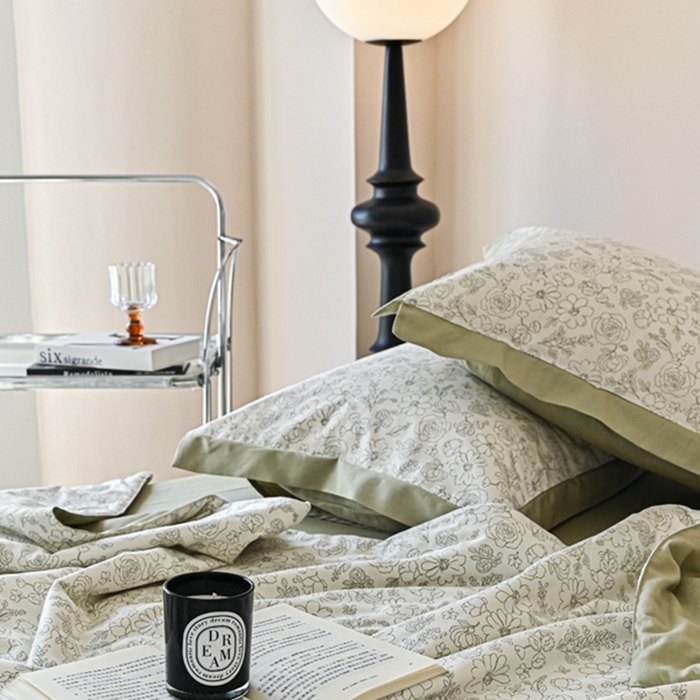 91家纺网 家纺一手货源 找家纺 金喜 2025新款天丝棉大豆印花夏凉被夏被四件套 墨花