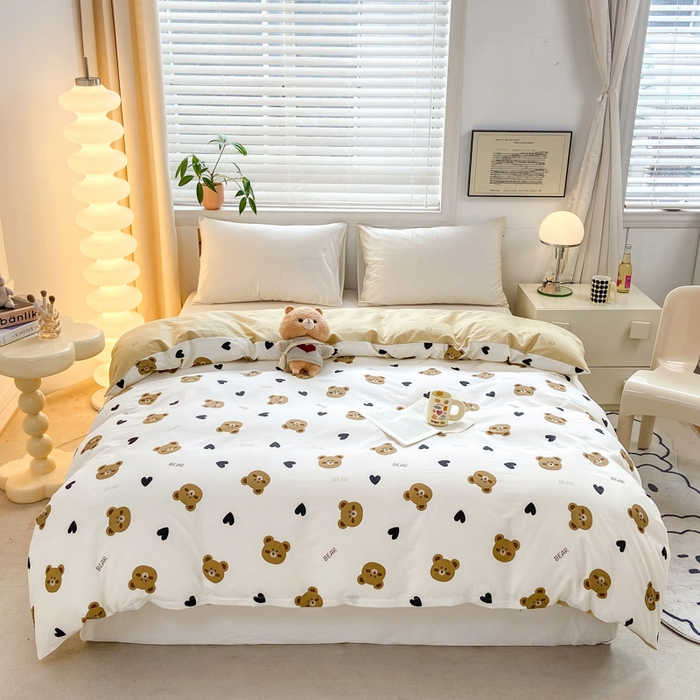 91家纺网 家纺一手货源 找家纺 黑马家居 2025新款全棉喷气13070印花单被套 小熊比尔