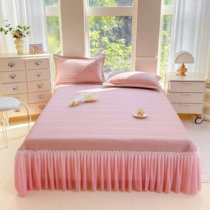 （总）慧菲 2025新款渐变床裙PE高分子凉感席床裙凉席三件套 