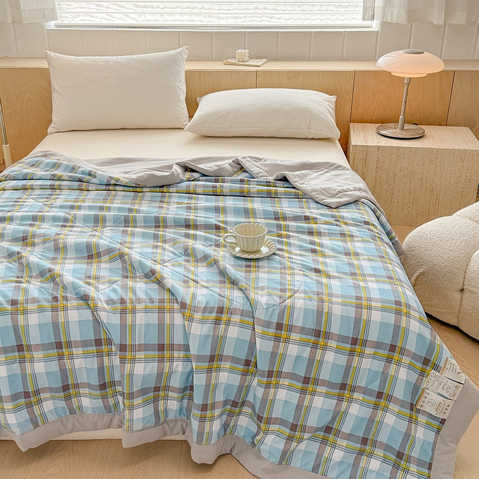 91家纺网 家纺一手货源 找家纺 博弈家纺 2025新款水洗棉棉花夏被 漫格