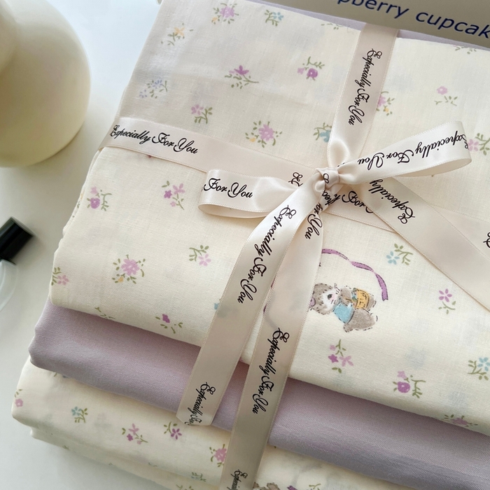 91家纺网 家纺一手货源 找家纺 优品阁 2025新款人字纹全棉双层纱四件套 爱丽丝【升级款-提花人字纹床单】