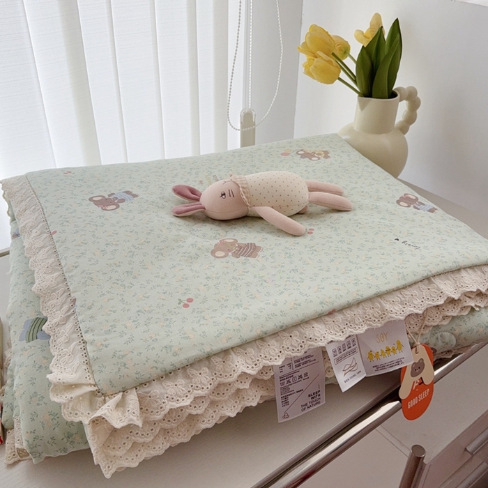 91家纺网 家纺一手货源 找家纺 于果2025新款双层纱花边款夏被 少女象