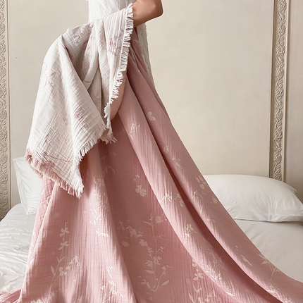 麻依 2025新款全棉精细纱民宿纱布毯子四层 夏沐