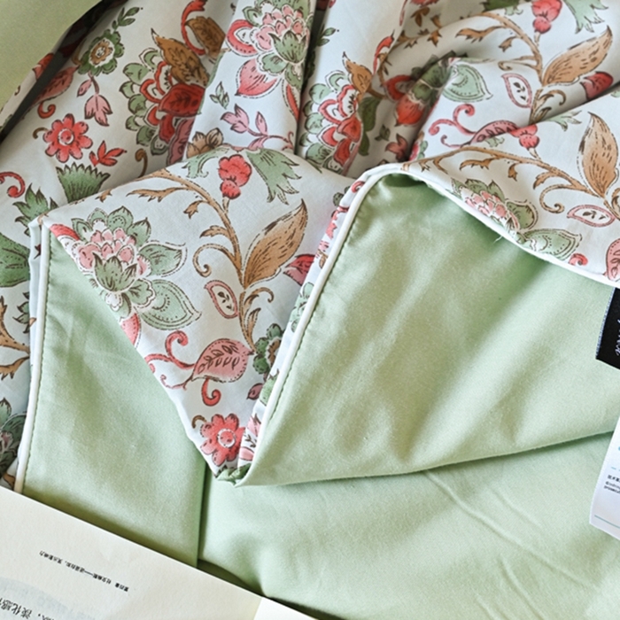 91家纺网 家纺一手货源 找家纺 金喜 2025新款天丝棉大豆印花夏凉被夏被四件套 莫奈