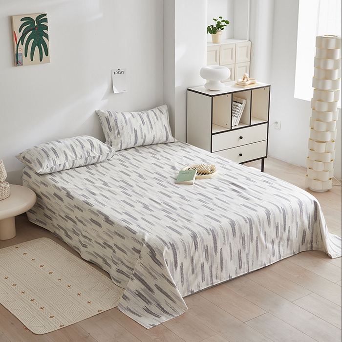 91家纺网 家纺一手货源 找家纺 怡家居 2025新款全棉老粗布床单床笠三件套 时空-灰