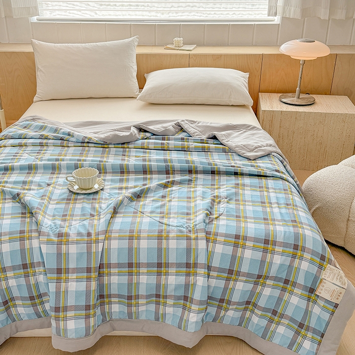 91家纺网 家纺一手货源 找家纺 博弈家纺 2025新款水洗棉棉花夏被 漫格