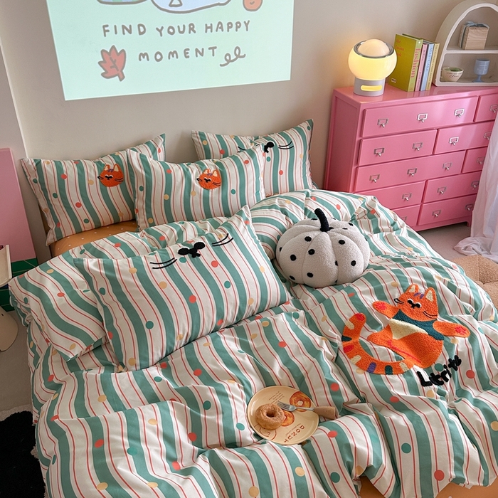 91家纺网 家纺一手货源 找家纺 时年家纺 2025新款全棉印花卡通毛巾绣系列套件 充值会员优惠5元 球球猫