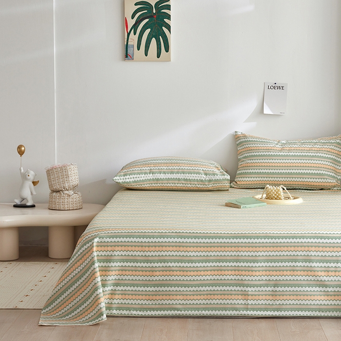 91家纺网 家纺一手货源 找家纺 怡家居 2025新款全棉老粗布床单床笠三件套 微风