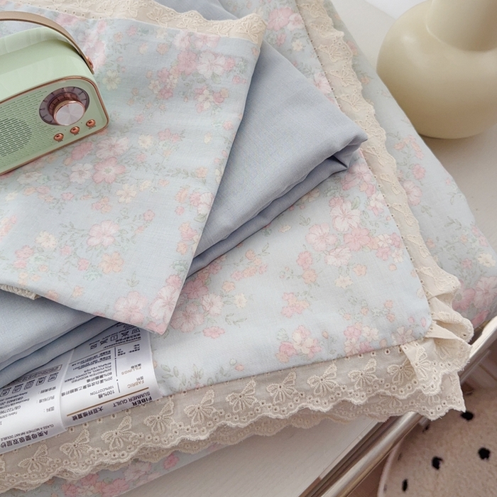 91家纺网 家纺一手货源 找家纺 于果2025新款双层纱花边款夏被 莉莉周