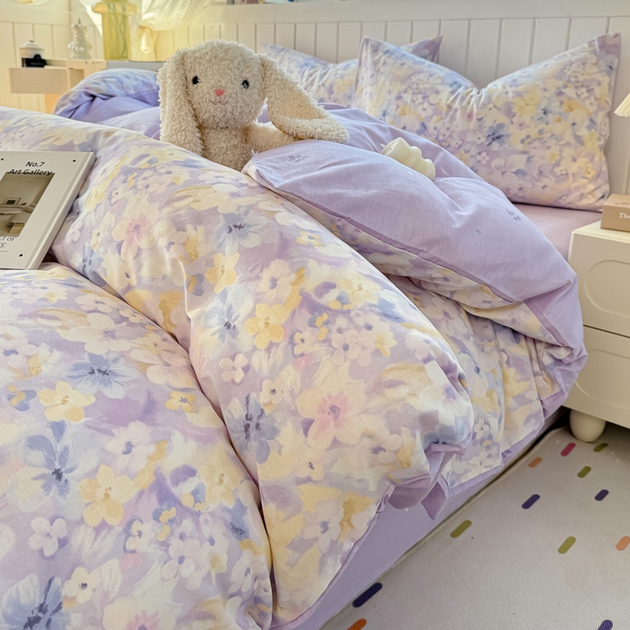 91家纺网 家纺一手货源 找家纺 黑马家居 2025新款全棉喷气13070印花四件套 清晨