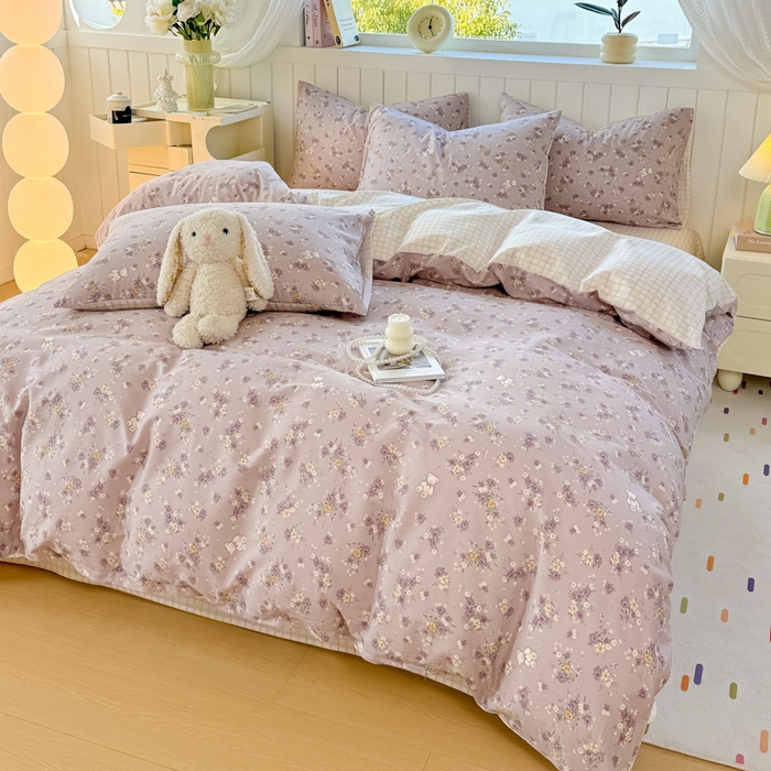 91家纺网 家纺一手货源 找家纺 黑马家居 2025新款全棉喷气13070印花四件套 花园小熊