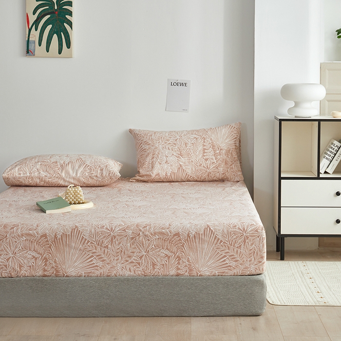 91家纺网 家纺一手货源 找家纺 怡家居 2025新款全棉老粗布床单床笠三件套 染心-咖