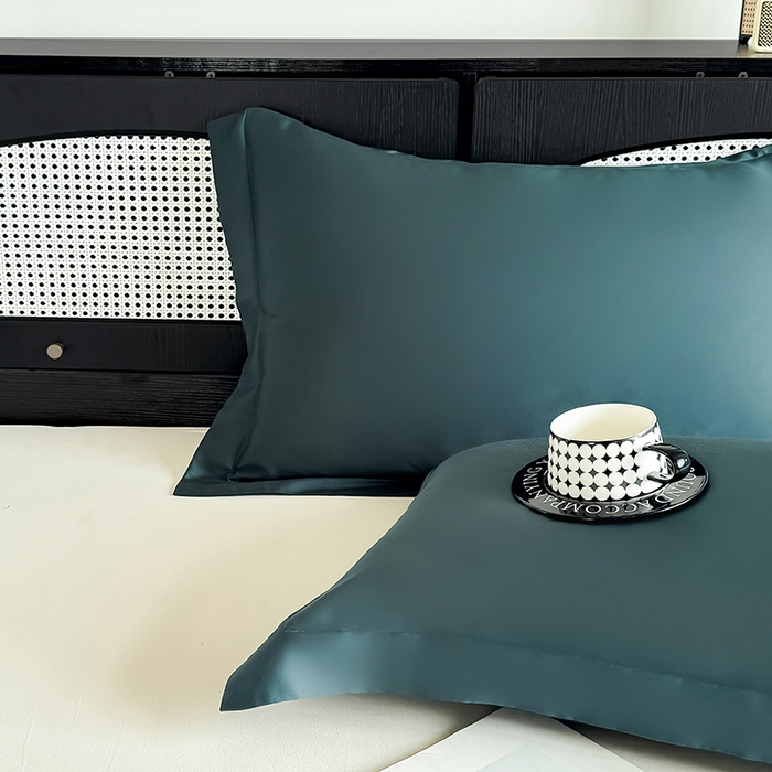 91家纺网 家纺一手货源 找家纺 金喜 2025新款LF级60支莱赛尔天丝枕套宽边枕套 曼岛绿