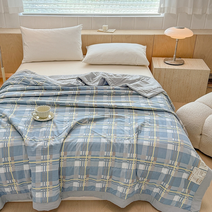 91家纺网 家纺一手货源 找家纺 博弈家纺 2025新款水洗棉棉花夏被 绅士