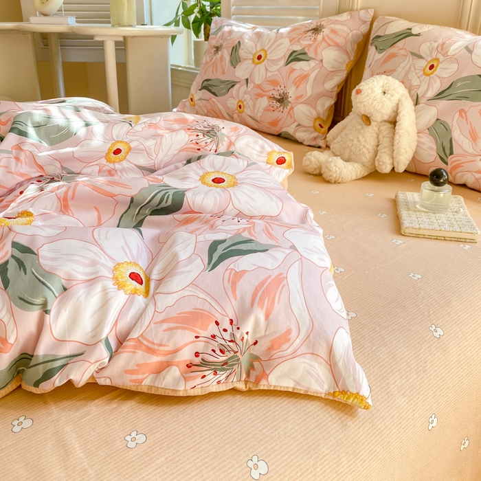 91家纺网 家纺一手货源 找家纺 黑马家居 2025新款全棉喷气13070印花单被套 嫣然花开