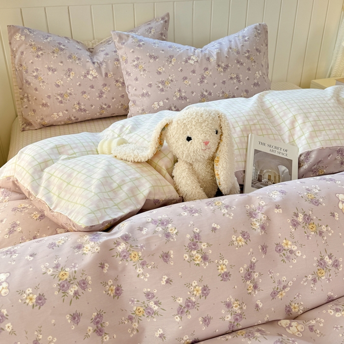 91家纺网 家纺一手货源 找家纺 黑马家居 2025新款全棉喷气13070印花四件套 花园小熊