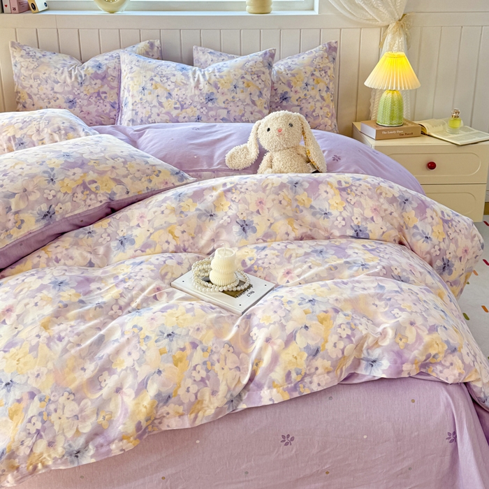 91家纺网 家纺一手货源 找家纺 黑马家居 2025新款全棉喷气13070印花四件套 清晨