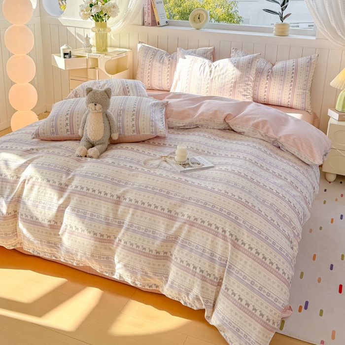 91家纺网 家纺一手货源 找家纺 黑马家居 2025新款全棉喷气13070印花四件套 波西米亚