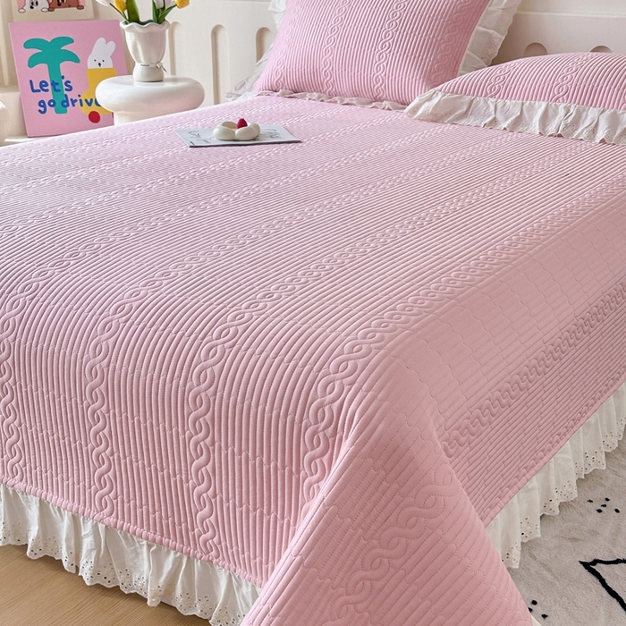 91家纺网 家纺一手货源 找家纺 （总）岚吉 2025新款莫代尔纯色小花边床盖三件套