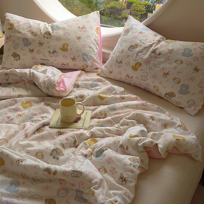 91家纺网 家纺一手货源 找家纺 初念 2025新款云朵棉系列夏被（提供买家秀） 灰蒙小狗