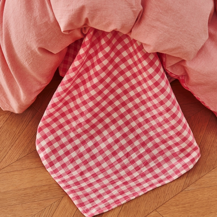 91家纺网 家纺一手货源 找家纺 徕米家居  2025新款色织全棉水洗棉毛巾绣四件套 开心KT