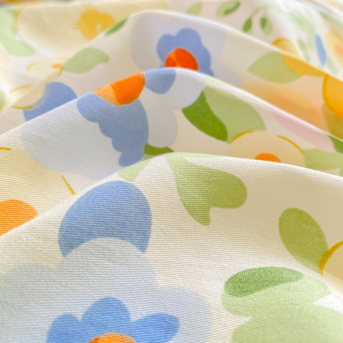 91家纺网 家纺一手货源 找家纺 黑马家居 2025新款全棉喷气13070印花四件套 田苑小风 黄