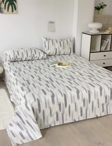 91家纺网 家纺一手货源 找家纺 怡家居 2025新款全棉老粗布床单床笠三件套 时空-灰