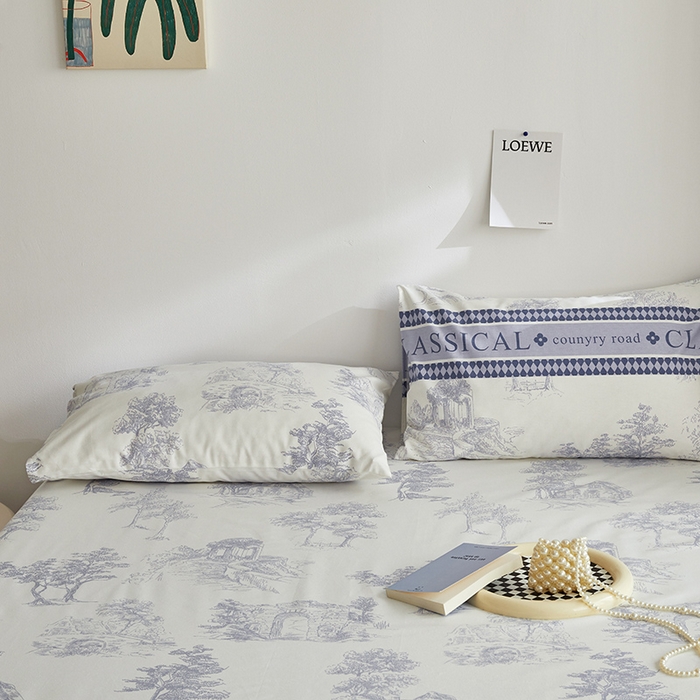 91家纺网 家纺一手货源 找家纺 怡家居 2025新款全棉老粗布床单床笠三件套 无垠