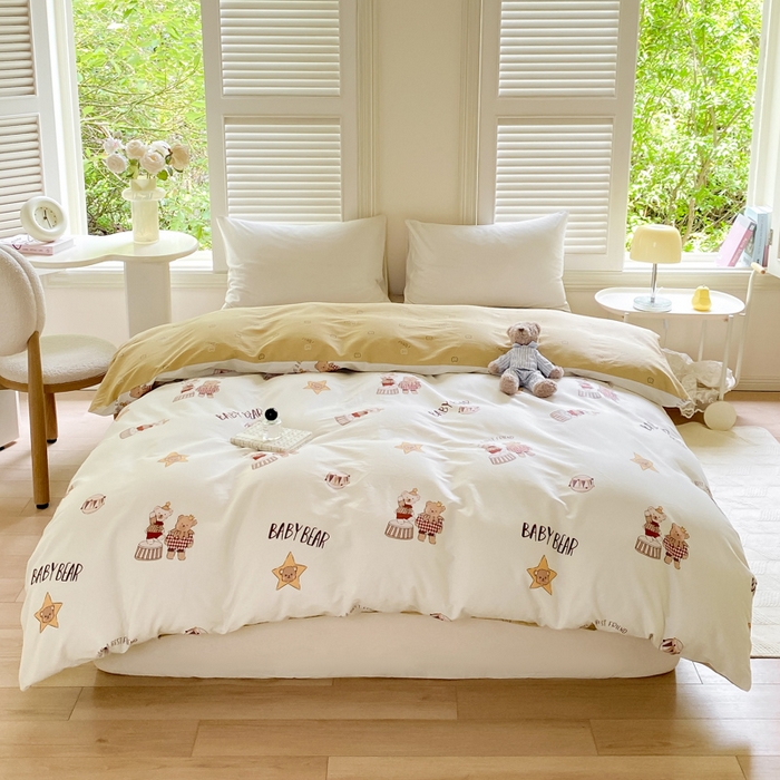 91家纺网 家纺一手货源 找家纺 黑马家居 2025新款全棉喷气13070印花四件套 马戏团